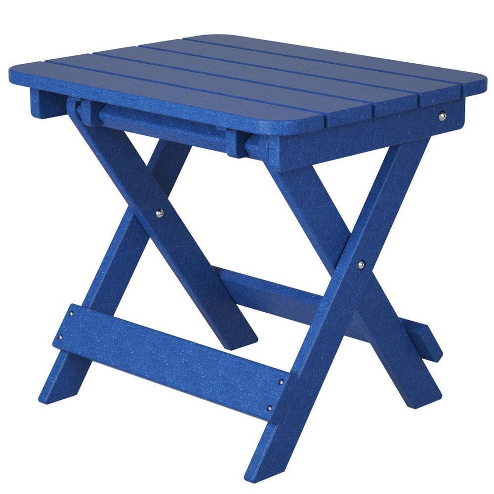 Navy Blue HDPE Weather Resistant Outdoor Side Table Foldable