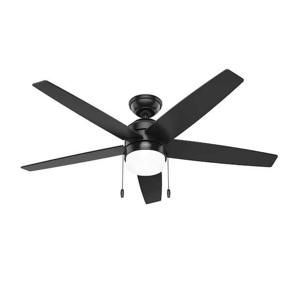 Hunter Bardot 52 in. Indoor Matte Black Ceiling Fan with Light Kit Included