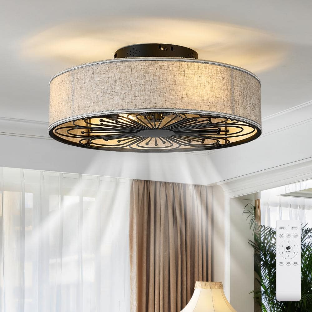 20 in. Beige Caged DC Motor Reversible Flush Mount Ceiling Fan with Remote Control 3000-6500K Dimmable price history on PriceWatchPro