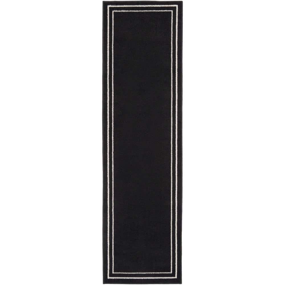 Essentials Black Ivory 2 ft. x 12 ft. Solid Contemporary Runner Area Rug price history on PriceWatchPro