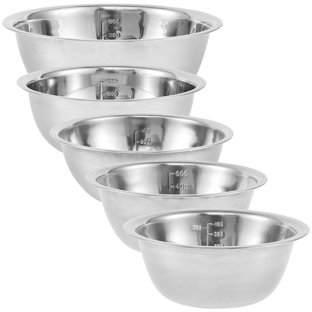 5-Piece Stainless Steel Mixing Bowl Set Silver Finish for Baking Cooking Serving Salad Nesting with Measurement Markers price history on PriceWatchPro