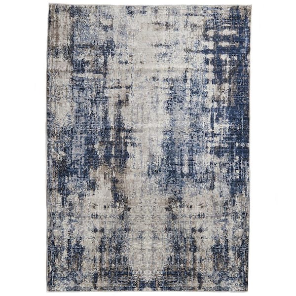 Unbranded Blue Polypropylene 5 ft. x 7 ft. Abstract Indoor Area Rug
