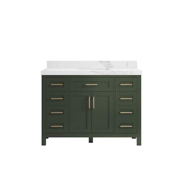 Willow Collections Cambridge 48 in. W x 22 in. D x 36 in. H Bath Vanity in Pewter Green with 2 in. Calacatta Nuvo Top