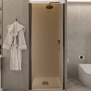 30 to 31-3/8 in. W x 72 in. H Pivot Frameless Shower Door in Bronze with 1/4 in. (6 mm) Tempered Tinted Glass