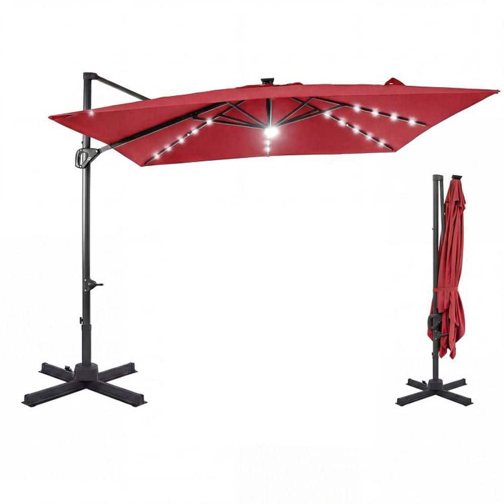 10 ft. Cantilever Solar LED 360° Patio Umbrella in Red price history on PriceWatchPro