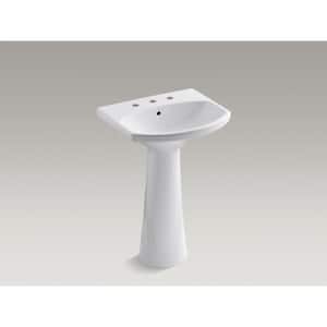 Cimarron 8 in. Widespread Vitreous China Pedestal Combo Bathroom Sink in White with Overflow Drain