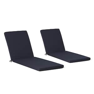 FadingFree (2-Pack) Outdoor Chaise Lounge Chair Cushion Set 21.5 in. x 26 in. x 2.5 in Navy Blue