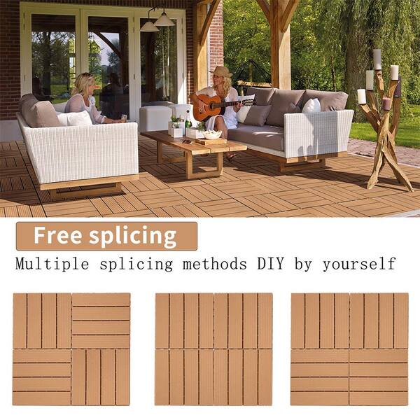 All Weather 1 ft. x 1 ft. Polypropylene Interlocking Deck Tiles in Burly Wood For Pool Balcony (44 Pack)