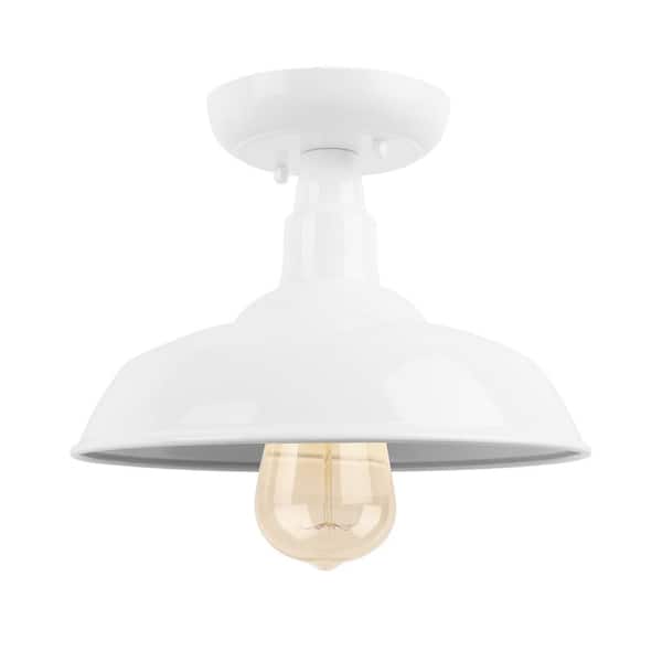 Unbranded 1-Light White Outdoor Semi-Flush Mount Light