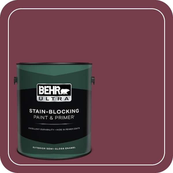 BEHR ULTRA 1 gal. #ICC-110 Vintage Merlot Semi-Gloss Enamel Exterior Paint & Primer