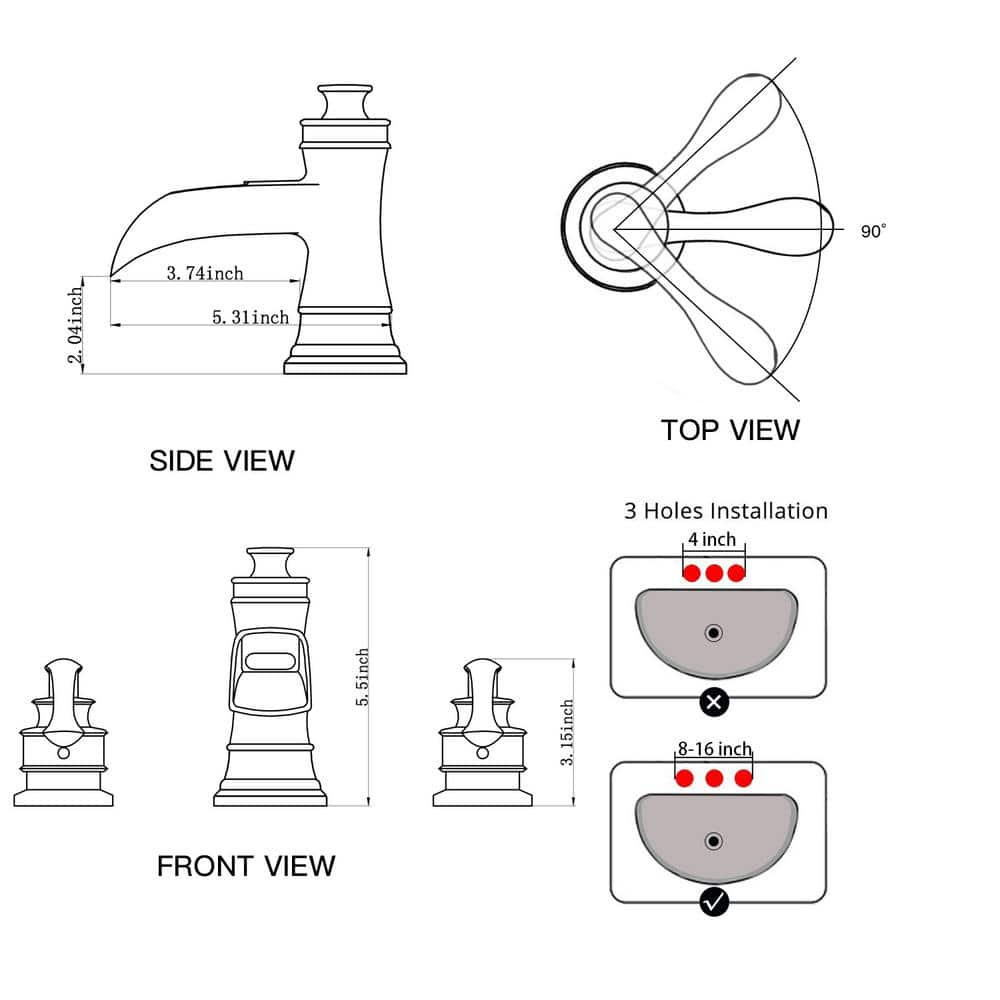 Chrome Widespread Double Handle Waterfall Bathroom Faucet