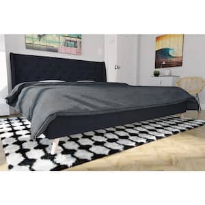 Her Majesty Blue Linen King Bed Frame