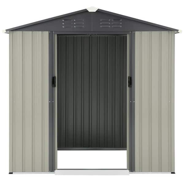 AECOJOY 6 ft. W x 4 ft. D Metal Shed with Design of Lockable Doors(24 ...