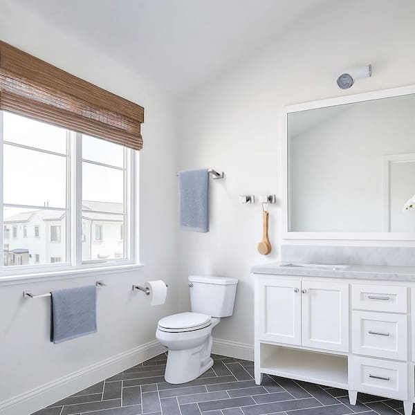 5-Piece Bath Hardware Set with Towel Bar, Toilet Paper Holder, Hand Towel Holder and 2-Hooks in Brushed Nickel