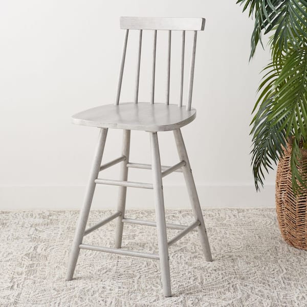 May 25 in. Grey Mid-Back Wood Frame Counter Stool with Foot Rest