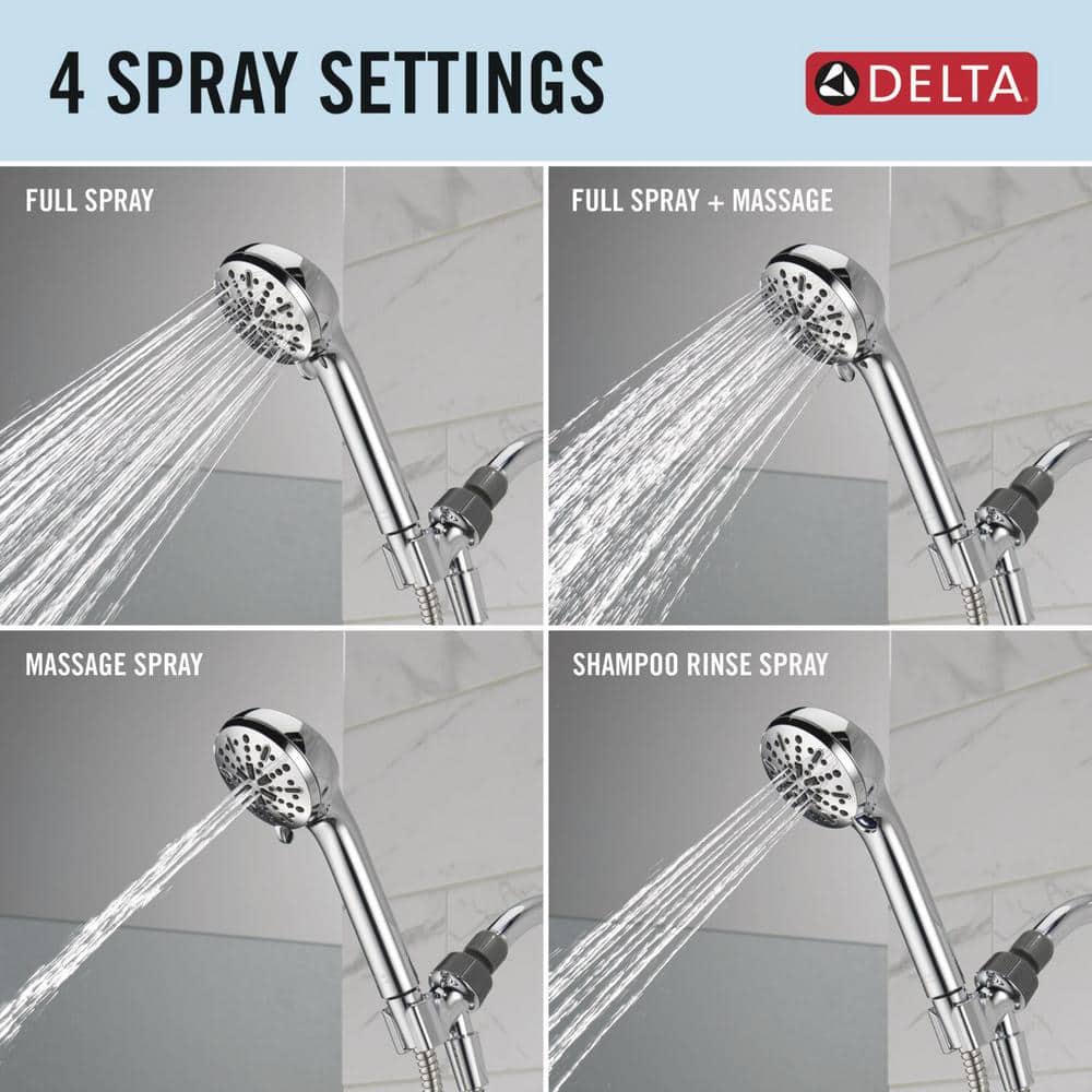Chrome Adjustable Multi-Head Handheld Shower with Hose