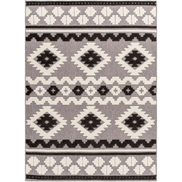 Livabliss Lyna Black 5 ft. x 7 ft. Indoor Machine-Washable Area Rug