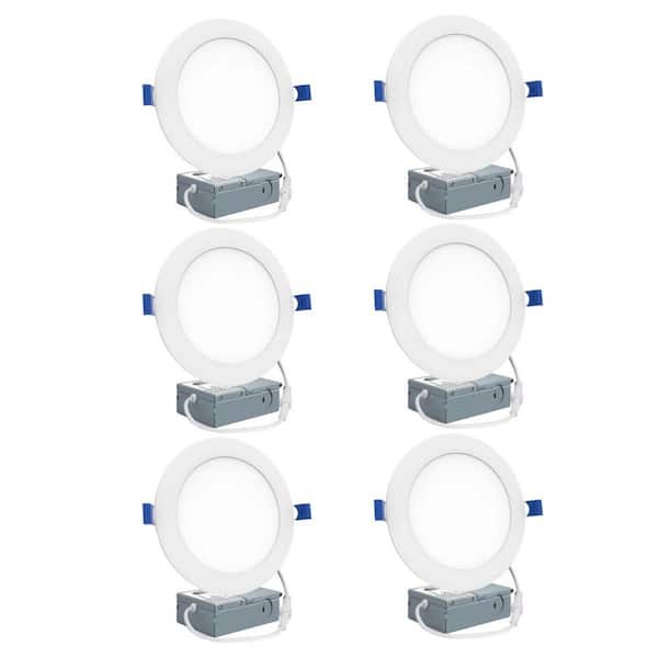 KOAOEIRS 5/6 in Round Adjustable CCT Integrated LED Canless Recessed Light for Kitchen Bath Living Room,UltraThin Downlight 6Pack