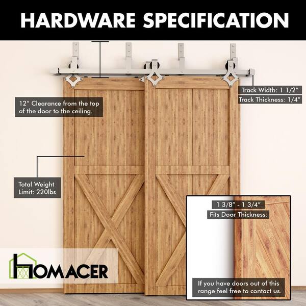 HOMACER 13 ft./156 in. Brushed Nickel Double Track Bypass Z HOMACER 13 ft./156 in. Brushed Nickel Double Track Bypass Z