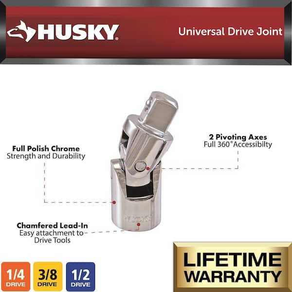 Husky 1/4 in., 3/8 in., 1/2 in. Drive Accessory Set (19-Piece)