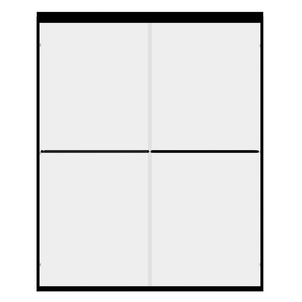 Eurolite 58" Matte Black Frameless Sliding Shower Door with Clear Glass