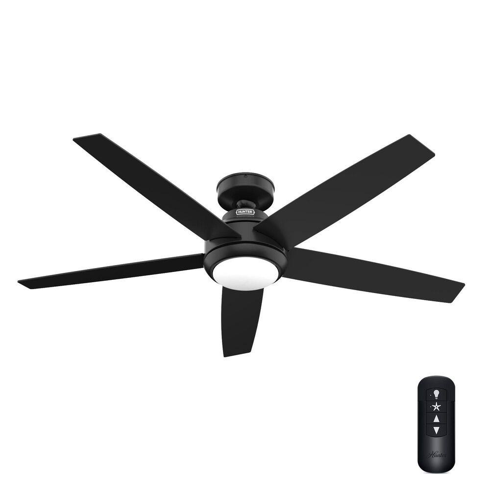 Hunter Zayden 52 in. Integrated LED Indoor Matte Black Ceiling Fan with ...