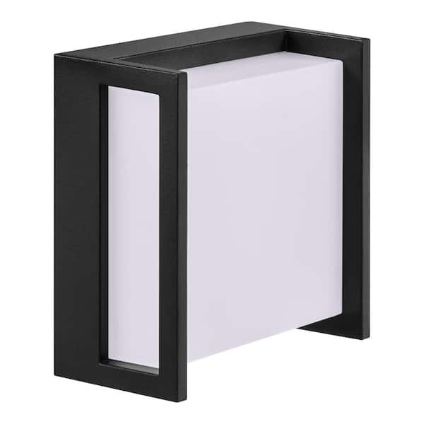 Hampton Bay Oliver 5.51 in. Black Hardwired Outdoor Coach Wall Light Sconce with Integrated LEDs
