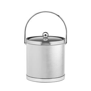 thumbnail image 2 of KraftwareSophisticates Black/Brushed Chrome Waste Basket With Bands And Black Bumper 2 of 13