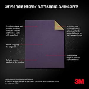 Pro Grade Precision, 9 in. x 11 in., Faster Sanding Sanding Sheets, 220 Grit, Fine (Case of 5, 15-Packs)