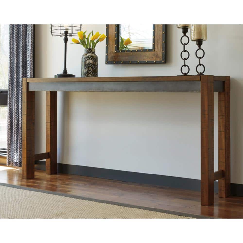 Torjin Industrial Gray-Brown Long Counter Dining Table