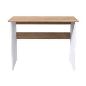 39.37 in. W Rectangular Sandstone and White Wood Writing Desk