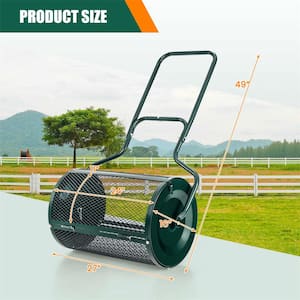 2.7 cu. ft. Metal Peat Moss Handheld Spreader Compost Spreader with Upgrade Side Latches and U-Shape Handle Green