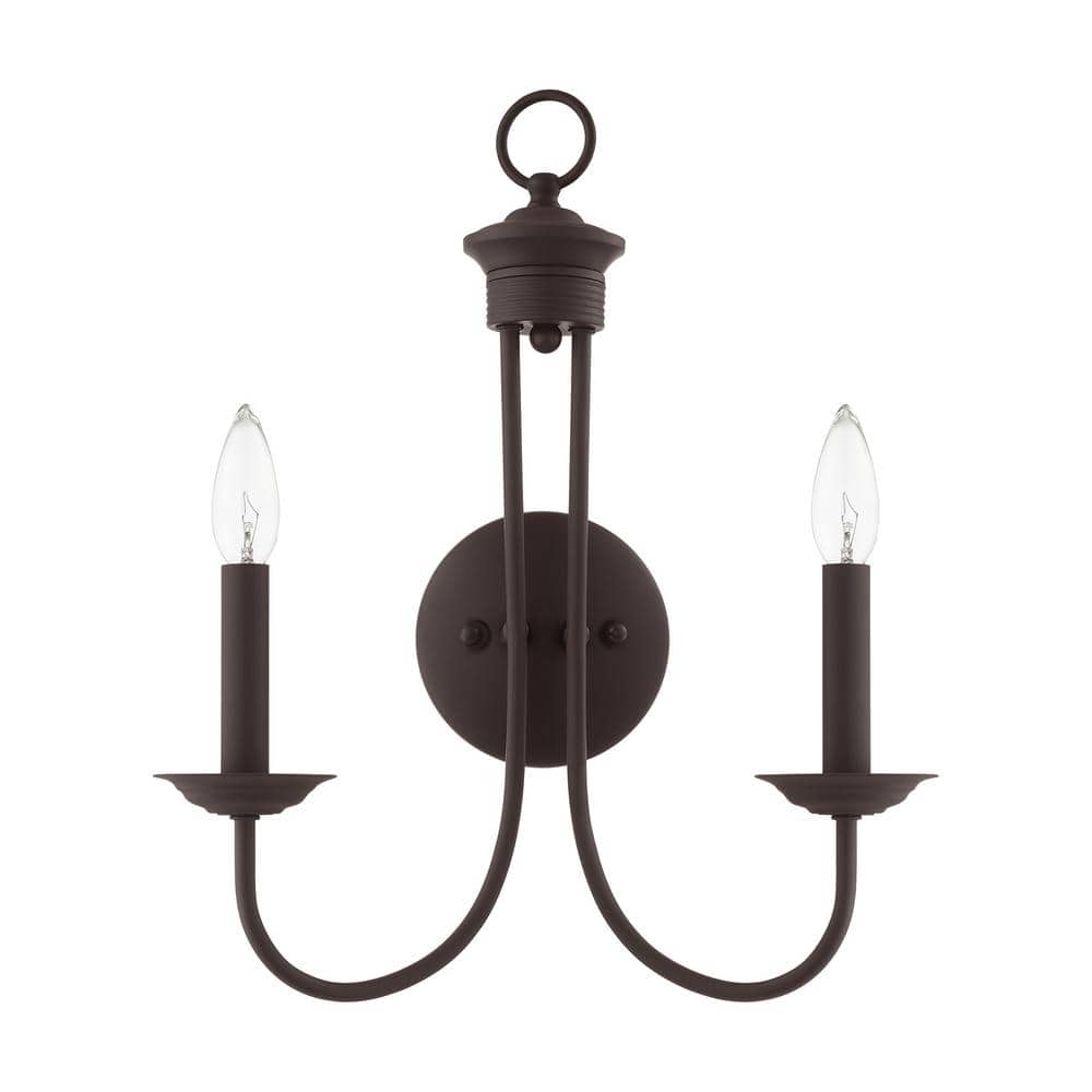 Estate Elegant Bronze 2-Light Wall Sconce with Steel Finish
