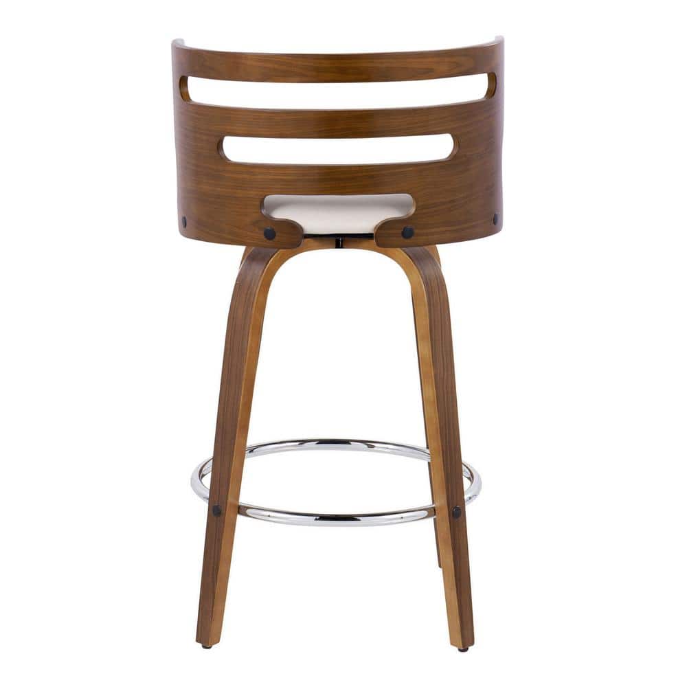 Cream Swivel Wood and Metal Counter Stool, 18" x 35"