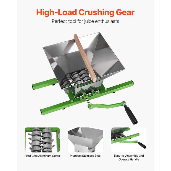 SKYSHALO 1.8 Gal. /7L Fruit and Apple Crusher, Stainless Steel