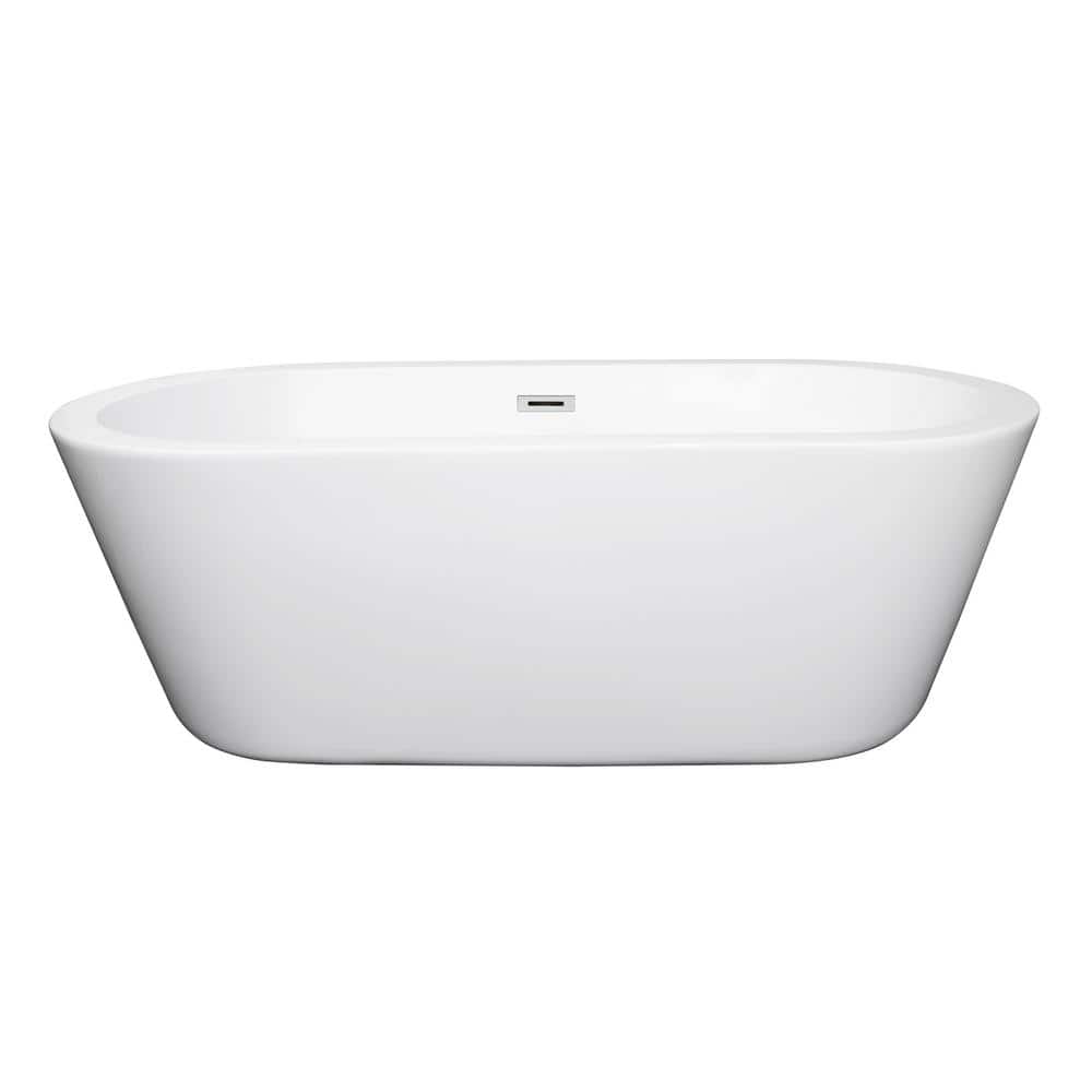 Mermaid 67'' White Acrylic Freestanding Soaking Bathtub