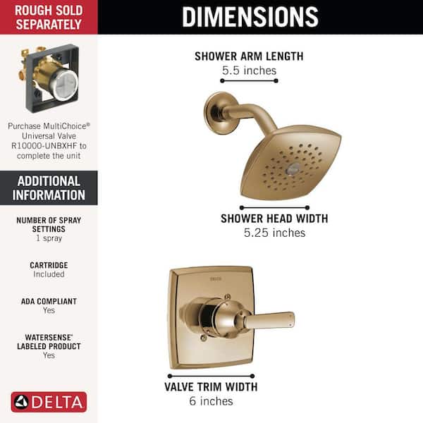 Delta Ashlyn In2ition Gold 1-Handle Shower Trim Kit in Champagne