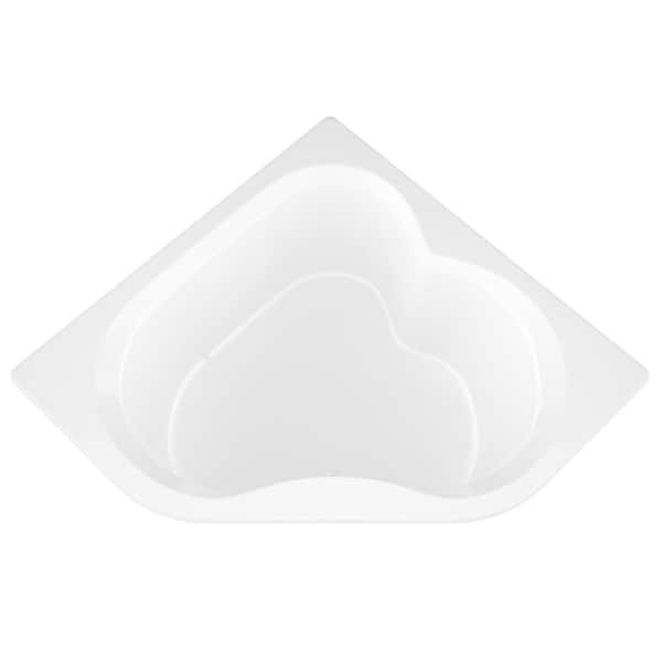 Beryl 5 ft. Acrylic Center Drain Corner Drop-in Non-Whirlpool Bathtub in White