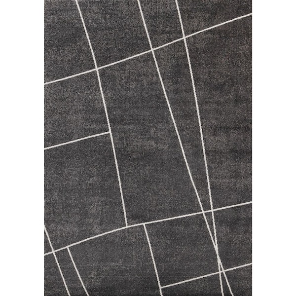 Gray 5 ft. x 8 ft. Woven Abstract Rectangle Indoor Area Rug