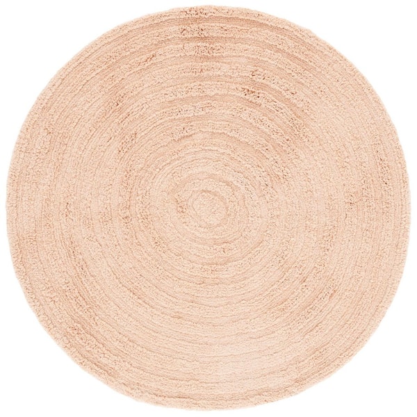 Easy Care 3 ft. x 3 ft. Pink Machine Washable High-Low Dendric Solid Round Area Rug
