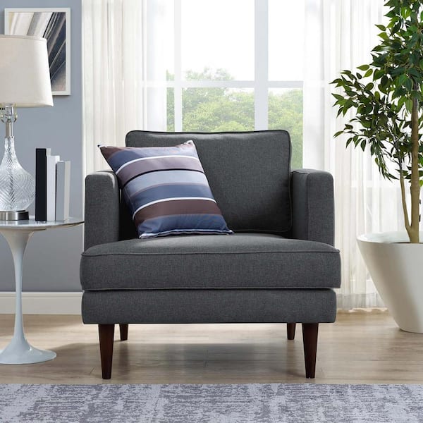 MODWAY Agile Gray Upholstered Fabric Arm Chair