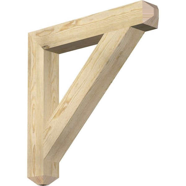 Ekena Millwork 4 in. x 28 in. x 28 in. Douglas Fir Traditional Craftsman Rough Sawn Bracket
