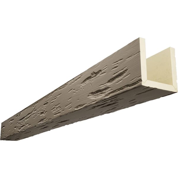 Ekena Millwork Endurathane 8 in. H x 4 in. W x 12 ft. L Pecky Cypress Rustic Taupe Faux Wood Beam