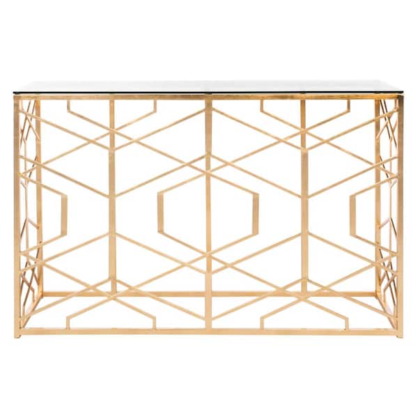 SAFAVIEH Sean 47 in. Gold Rectangle Metal Console Table
