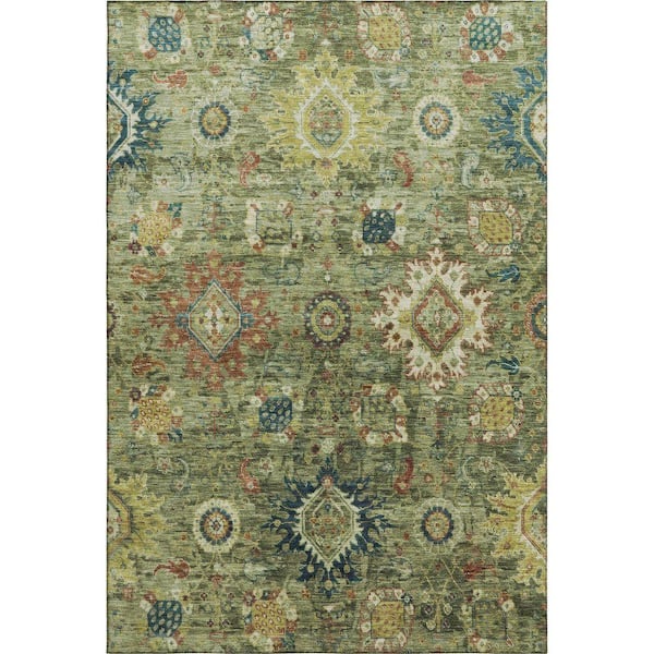 Mayfield Premium Machine Washable Abstract AMF1927 Aloe 10 ft. x 14 ft. Area Rug
