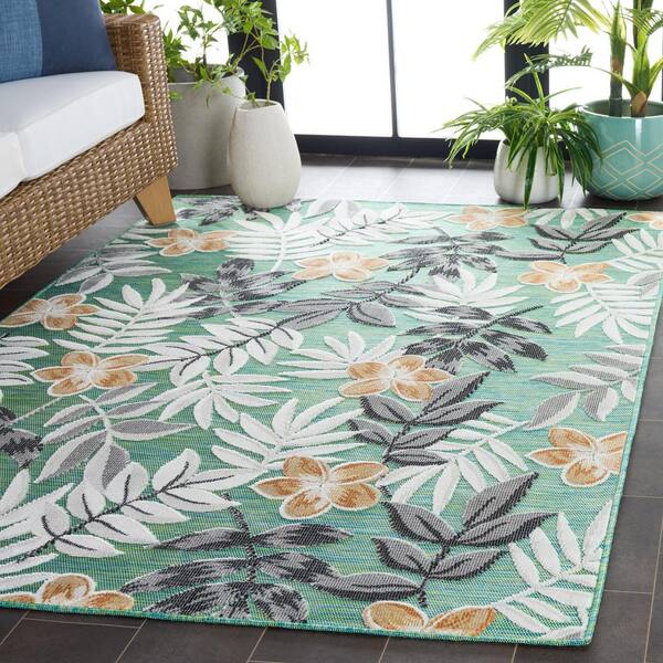 SAFAVIEH Cabana Blue Green/Gray 6 ft. x 10 ft. Botanical Floral