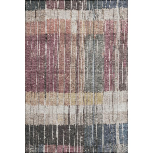 Mayfield Premium Machine Washable Abstract AMF1962 Mauve 3 ft. x 4 ft. Area Rug