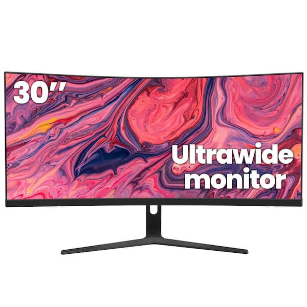 30 in. Ultrawide Curved Monitor, 21:9 WFHD VA Computer Screen, 120% sRGB 100HZ 1500R with FreeSync, HDMI/DP Port-Black