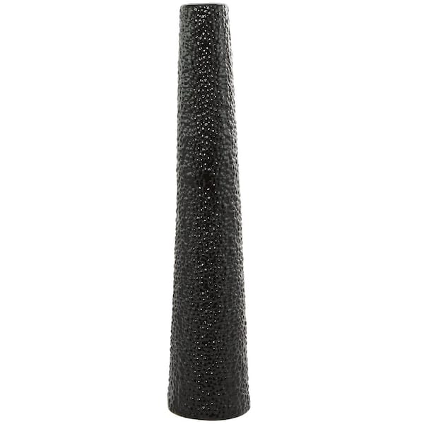 Litton Lane 39 in. Black Tall Ceramic Decorative Vase with Bubble Texture