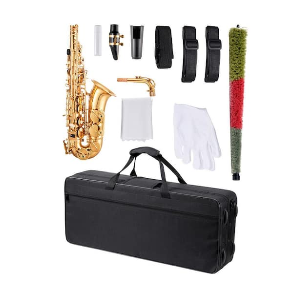 Alto Saxophone E Flat Brass Saxophone Beginner Kit with Carrying Case Mouthpiece Straps 23-Keys Alto Sax Kit